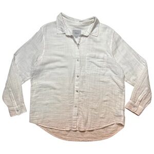 Rails Ellis White Blush Dip Dye Gauze Button Down Shirt Size Large